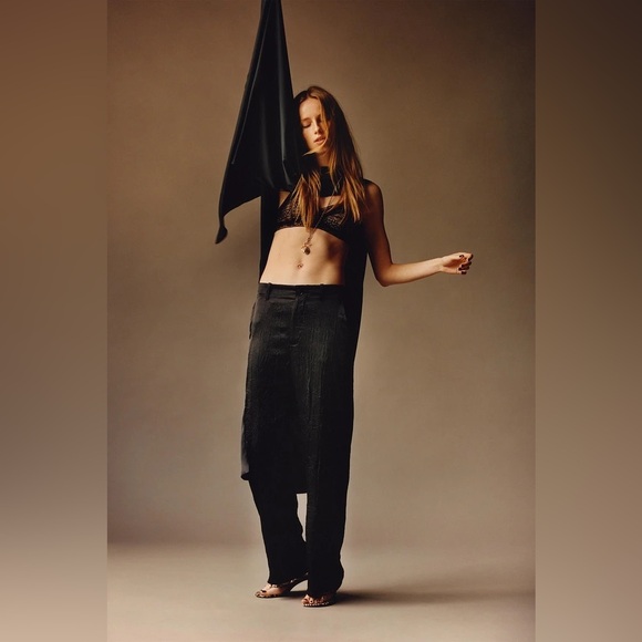 NWT ZARA ZW COLLECTION FEATHERS SHIRT & SATIN EFFECT CRINKLE PANTS - Picture 12 of 16